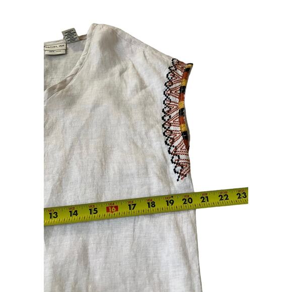 Rachel Zoe Light Beige Linen Bohemian Light Fringe Top Women's Size Small | 1-6 - Picture 4 of 5